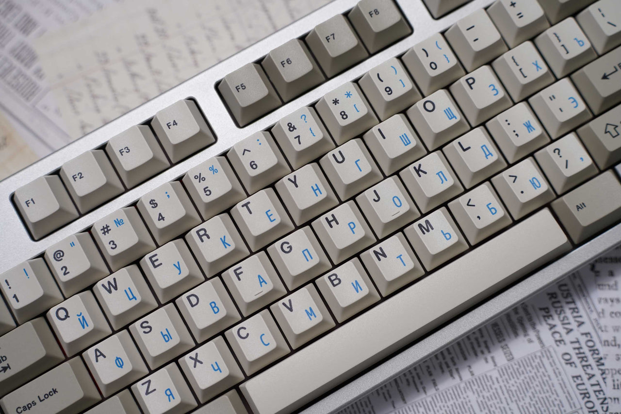 21KB Narrow Cyrillic Classic Retro Beige Keycap Set