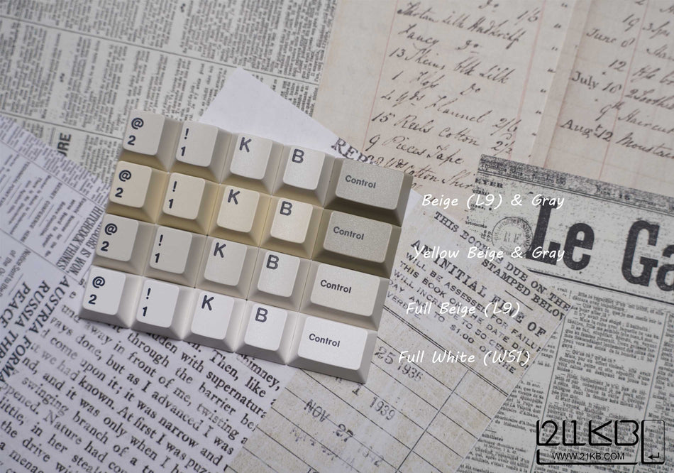 Classic, Retro, Beige Keycaps for Mechanical Keyboards - 21KB