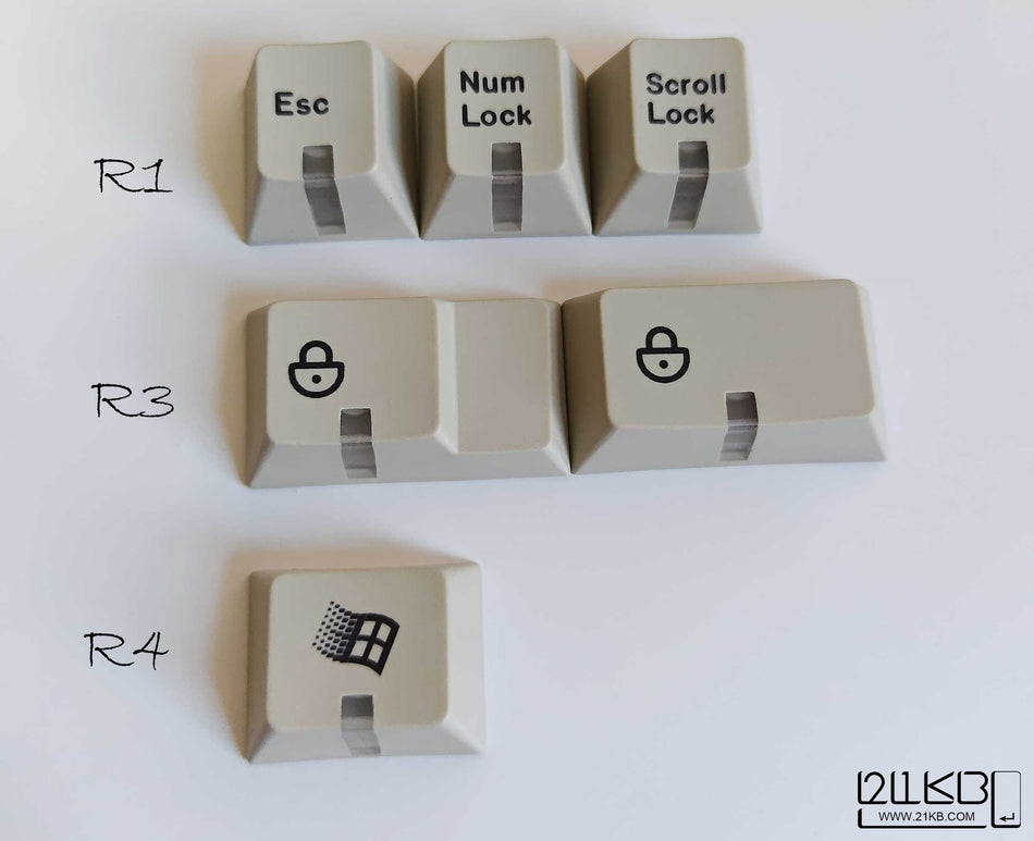 Classic, Retro, Beige Keycaps for Mechanical Keyboards - 21KB