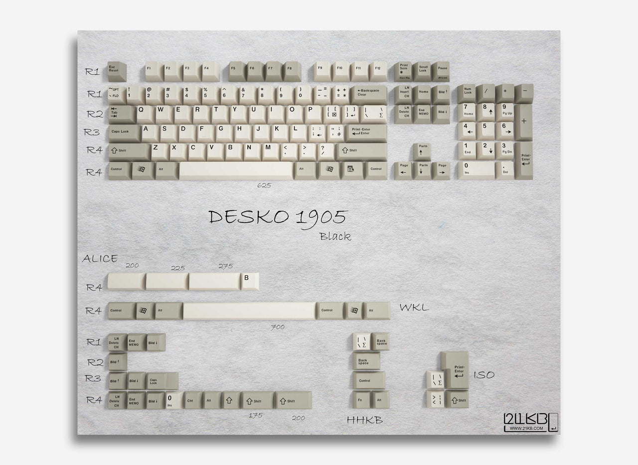 21KB Desko 1905 Classic Retro Beige Keycap Set