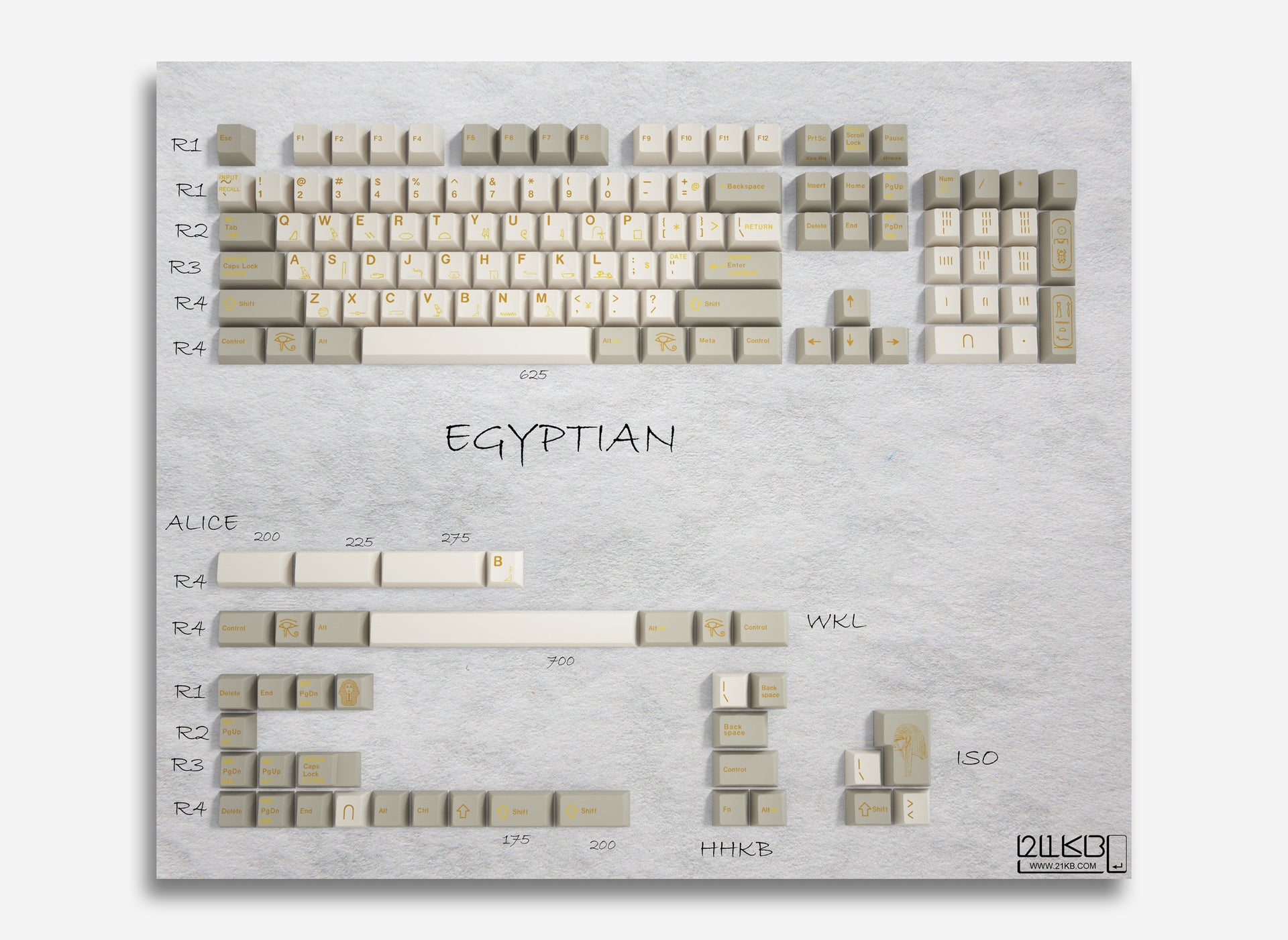 21KB Egyptian Classic Retro Beige Keycap Set